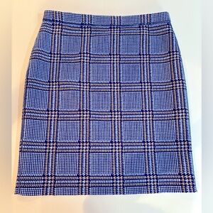 J. McLaughlin Sz Med Reversible Blue Khaki and White Pencil Skirt Knee-Length